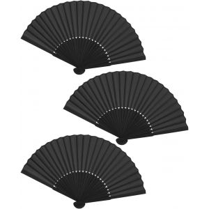 Kalanka-3 Éventails Éventail Pliant, Éventail Chinois Noir, Éventail De Poche, Éventail Pliant, Éventail De Festival, Pour La Danse, La Fête, Cadeau De Mariage, Décoration Diy, Décoration Intérieure - Neuf
