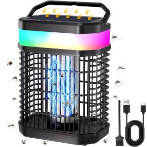 LETNERNY-LampeAntiMoustiqueSolaire4000VlectriqueAntiMoustiqueExterieurAvec5500MahLedLampeRechargeableTueMoucheElectriqueLampeAntiMouchesIp65PourExterieurIntrieurJardinBalcon - Neuf
