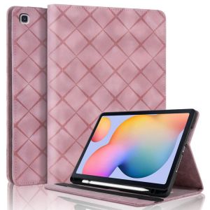 &Eacute;tui en cuir intelligent &agrave; motif rhombique pour Samsung Galaxy Tab S6 Lite 2024, Rose - Neuf
