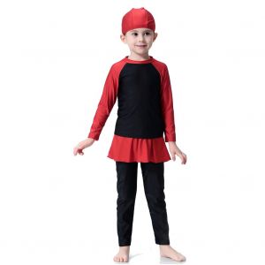 Maillot De Bain 2 Pieces A Manches Longues Pour Fille (Noir, 100 Cm) - Neuf