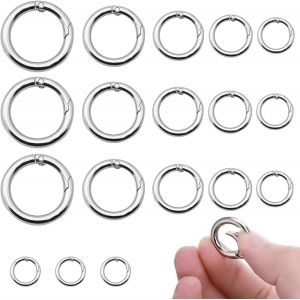 CHECARZHN--NO1-18 Pièces Mousqueton Rond 6 Tailles Différentes Anneaux Porte Clé Fabriqué En Alliage De Zinc Petit Mousqueton Pince À Ressort S'Applique À Porte-Clés Pendentif Pour Sac À Dos Bricolag - Neuf
