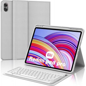 Clavier Redmi Pad Pro 12.1 Pouces 2024, Coque Clavier Pour Redmi Pad Pro 12.1"", Azerty Français Bluetooth Magnétique Détachable Avec Fente Pour Stylo, Gris Clair[Z1741] - Neuf