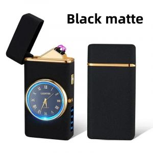 (Gris fonc&eacute;) Briquet &eacute;lectrique USB &agrave; 2025led, Dragon en relief et montre, affichage de puissance sans flamme au Plasma, briquet &agrave; double Arc, cadeau cr&eacute;atif pour hommes - Neuf