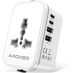 JGD-Adaptateur de Voyage Prise Universelle, Adaptateur International avec 2 USB C et 2 USB A Prises de Courant AC Universelles Adaptateur de Voyage France USA UK Tha&iuml;Lande Italie Allemagne - Neuf