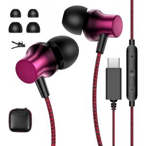 KALANKA-&Eacute;couteurs USB C pour iPhone 16e 15 Pro Max Galaxy A56 A55 A36 A35 A54 5G,Magn&eacute;tique Type C Casque avec C&acirc;ble et Microphone St&eacute;r&eacute;o HiFi Filaire pour Samsung S25 S24 iPad Pixel 9a 8 Mi Poco X7 - Neuf