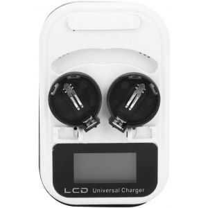 2 Pi&egrave;ces Chargeur de Batterie de Pi&egrave;ce de Monnaie, Affichage &agrave; Cristaux Liquides Chargeur de Batterie de Bouton Rechargeable pour Batterie au Lithium de Bouton LIR2016 LIR2025 LIR2032(EU Plug) - Neuf