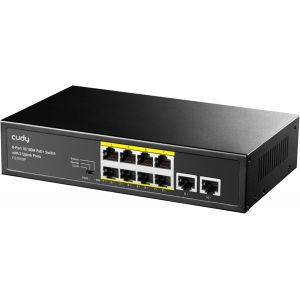 SUBZONAL-FS1010P Commutateur PoE+ 8 Ports avec 2 Ports Uplink 120 W, Mode &eacute;tendue/VLAN, 802.3af/at, Fanless, Plug and Play - Neuf