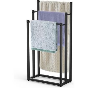 VOUNOT&reg; Porte-Serviettes autoportant sur Pied Support &agrave; 3 Niveaux en M&eacute;tal Rangement Stable pour Serviettes de Bain et Accessoires Id&eacute;al &agrave; C&ocirc;t&eacute; de la Douche Baignoire ou Lavabo Noir - Neuf