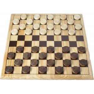 Eryi-- 150236 - Jeu De Dames En Bois - Marron Et Crème - Jeu De Société Classique - Damier En Bois Massif - Stratégie - Débutants - Famille - 2 Joueurs - Dès 6 Ans - Neuf