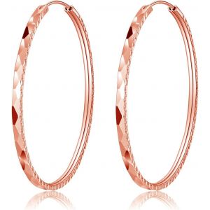 Kal-Grandes Boucles D'oreilles Créoles En Argent 925 Pour Femme - Hypoallergéniques Et Polies - Diamètre : 40/50/60 Mm - Neuf