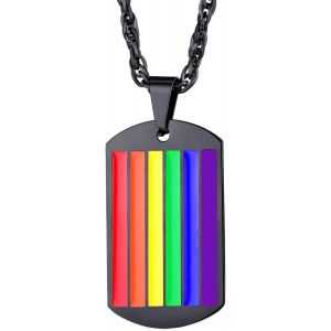 Kal-Collier En Pendentif Gay Pride Personnalisé En Acier Inoxydable/Plaqué Or Pour Homo/Lesbien - Neuf