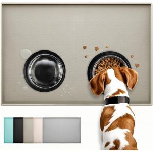 Tianyi-Tapis De Nourriture Pour Chien Et Chat De Silicone, Design Antid&eacute;rapant, Bord Sur&eacute;lev&eacute; Pour &Eacute;viter Que L'eau Ou La Nourriture Ne Se Renverse, Passe Au Lave-Vaisselle, Facile &Agrave; Nettoyer - Neuf