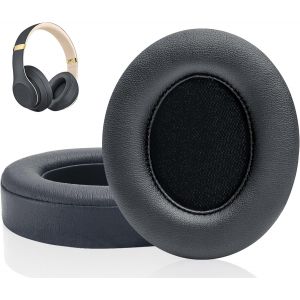LORANKA-Beats Studio 3 Coussinets d'oreille de Rechange, Oreillettes de Remplacement pour Beats Studio 3 et Studio 2, Coussinet Cache-Oreilles en Supression de Bruit Mousse &agrave; M&eacute;moire (Titane) - Neuf