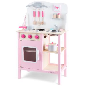 Nouveau Jouets Classiques Cuisine En Bois Pour Enfants Bon Appetit Rose - 55 X 30 X 89 Cm - Neuf