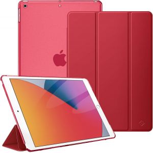 LORANKA-Coque Compatible avec iPad 10.2 Pouces 9e/8e/7e G&eacute;n&eacute;ration (2021/2020/2019) - Etui Fin L&eacute;ger Housse Arri&egrave;re Transparente Mate, Rouge - Neuf