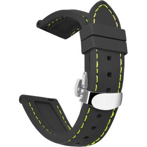 Kal-Unisex Caoutchouc Bracelet Montre Fermoir Papillon 8 Couleurs 5 Tailles Bracelet En Silicone De Remplacement Compatible Avec 18mm, 20mm, 22mm, 24mm Watchband Watch Strap - Neuf