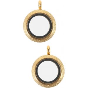 Kal-Pendentif Boîte Gawu Pendentif Collier Rond Pendentifs Cadre Photo Pendentifs De Collier Polyvalents Pendentifs Collier Rond Anneau De Médaillon Acier Inoxydable Golden - Neuf