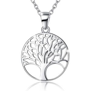 Kal-1 Pièce Collier Arbre De Vie, Collier Pendentif Arbre De Vie Avec Chaîne, Pendentif Arbre De Vie En Cristal D'argent Sterling 925, Cadeau De Bijoux Pour Femmes Filles - Neuf