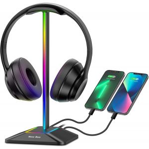 KALANKA-Support Casque RGB Gamer avec 2 Ports Type-c et USB Casque Stand Transmission de Données, Universel pour Casque de Gaming PC(Noir) - Neuf