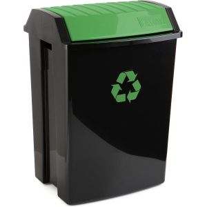 Poubelle De Recyclage Avec Couvercle Basculant 50l|Usage Intérieur Et Extérieur|Pour Sacs De 30 À 50l|Finition Anti-Uv|Plastique Résistant Sans Bpa|40,5x33,5x57,5 Cm,Noir,Verre - Neuf