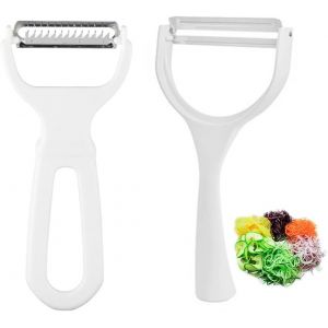 2 Pi&egrave;ces &Eacute;plucheur &Agrave; L&eacute;gumes Et Fruits,&Eacute;pluche-L&eacute;gumes Multifonction,Eplucheur Julienne L&eacute;gumes,&Eacute;plucheur De Carottes,&Eacute;plucheur De Pomme,Eplucheur Pomme De Terre(Blanc) - Neuf