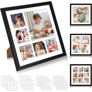 Cmwx-Lot De 4 Cadres Photo 25x25 Noirs - Cadres Photo Carr&eacute;s Avec Passe-Partout Pour Photos Et Images 20x20 - Collage De Cadres Pour Salon, Chambre Et Bureau - Affichage Mural Ou De Table - Neuf