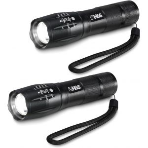 Cfry-T6 Lampe Torche Led Tactique - Lot 2x Lampe De Poche Ultra Puissante & Imperm&eacute;able Avec 5 Mode De Lumiere - 3 X Piles Aaa Incluses - Lampes Torches Tactical A Pile - Neuf