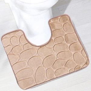 KAL-Tapis De Toilette Antidérapant Absorbant Tapis Contour De Wc Polyester Forme De U Kaki 50 X 60 Cm - Neuf