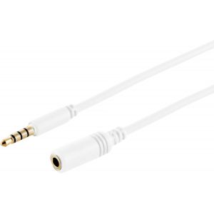 KALANKA-5 x 0,5 m u2013 Rallonge audio blanche 3,5 mm TRRS Slim contacts plaqu&eacute;s or Id&eacute;al pour les connexions AUX et les casques - Neuf