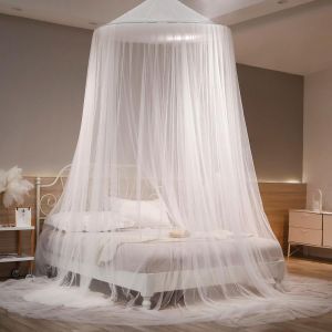 Kal-Moustiquaire De Lit,Ciel De Lit Blanche,Grande Moustiquaire Dôme Polyester Pour Lit Double Et Simple,Mailles Fines Baldaquin Pour Voyage Et Maison Jardin 60x250x900cm - Neuf