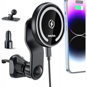 Magjieyx 15w Support Téléphone Voiture Pour Magsafe, Chargeur De Voiture Sans Fil Magnétique Pour Iphone 16,15,14,13,12 Série,Pour Magsafe Cas,Recharge Rapide Adapté À Ventilation/Tableau De Bord Gris - Neuf