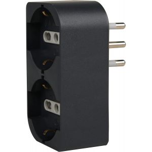 71943 Double Adaptateur &Eacute;conomiseur, Multi-Socket Deux Avant P40 Multifonctionnel (10/16A + Allemand Schuko), Italien 16A Grand Plug pour Pas de Co&iuml;ncidence avec les prises/interrupteurs - Neuf