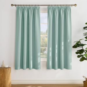 TIANYI-Rideau Thermique - Rideaux Occultant Decoration Fenêtre Bloquer Lumiere Draperies Intérieurs Galon Fronceur Chambre Fille Garçons, 2 Pièces, 140 x 175 cm, Vert Clair - Neuf