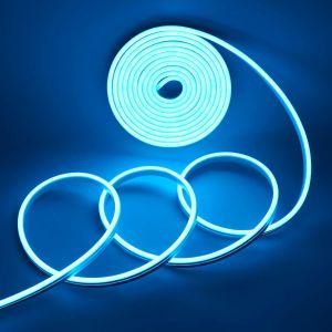 Bande Led N&eacute;on Flexible,5m Ip65 Etanche D&eacute;coupable Ruban Led,Dc 12v 600 Smd 2835 Led Bande Lumineuse Pour D&eacute;coration Int&eacute;rieure Et Ext&eacute;rieure, Diy(Glace Bleue) - Neuf