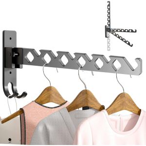 KALANKA-Porte Cintre, &Eacute;tendoir Mural Rabattable Porte Cintre Mural Rotation 90&deg; Linge Pliable Support de S&eacute;chage pour Balcon Buanderie H&ocirc;tel Bain - Neuf