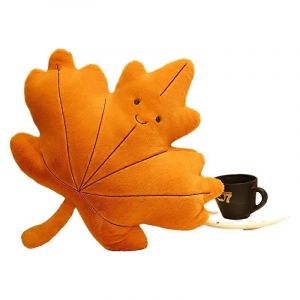 Coussin en peluche en forme de feuille d'&eacute;rable et de coeur pour fille, poup&eacute;e en forme de feuille de ginkgo, coussin pour canap&eacute;, poup&eacute;e en chiffon-Mod&egrave;le de feuille d'&eacute;rable - Neuf
