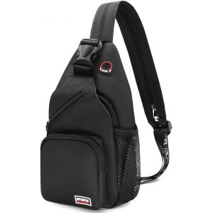 RFCBC-Sac de Poitrine Femme Léger Petit Sacs à Dos avec Trou pour écouteurs Sac à Bandoulière en Toile Oxford Multifonction Multi-Poches Sling Bag pour Excursion Camping Voyage Cyclisme (Noir) - Neuf