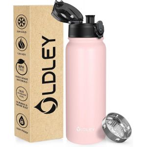 Bouteille D'eau Acier Inoxydable 600ml Bouteille Isotherme &Agrave; Double Paroi Pour Garder Les Boissons Chaudes Et Froides Sans Bpa Bouteille D'eau Isol&eacute;e M&eacute;tal Pour Sport Travail(Bleu Vert) - Neuf