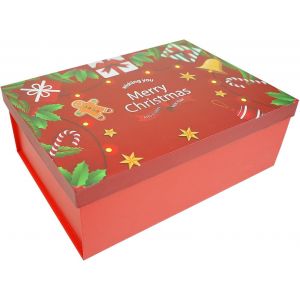 Trahoo-Bo&icirc;te Cadeau De No&euml;l Rouge Avec Couvercles, 270 X 210 X 105 Mm - Grande Bo&icirc;te Cadeau Vide Pour Cadeaux, Fournitures De F&ecirc;te De No&euml;l (Lot De 1) - Neuf