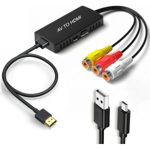 MEVRONISSHOP-Adaptateur AV Vers HDMI, Convertisseur RCA Vers HDMI Pour Lecteur VHS, PS2, PS3, Xbox, N64, STB, VCR, DVD - Compatible Avec HDTV, Moniteur, Projecteur - Neuf