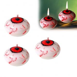 Lot De 3 Bougies Flottantes En Forme De Globe Oculaire Pour Halloween, Decorations De Fete D'halloween, Bougies De Table, Decoration D'halloween - Neuf