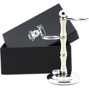 Eryi-Porte-Blaireau Durable - Porte-Blaireau Et Rasoir 2 En 1 - Acier Inoxydable - Finition Résine Ivoire - Porte-Blaireau De Rasage - Neuf