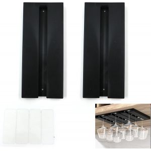 Porte Verres À Vin Suspendre,Aucun Perçage Requis,Grande Capacité,Porte-Verres À Pied Suspendu Support,Pour Bar Cuisine,25.3 * 11 * 2cm(Noir,2) - Neuf