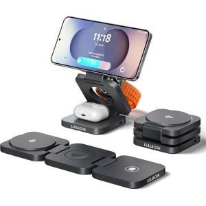 Qi2 Station De Charge Pliable 3 En 1 Pour Samsung S25 Ultra Avec Charge Rapide De 15 W,Chargeur Rapide 5 W Pour Galaxy Watch Ultra 7,Galaxy Buds (Noir) - Neuf