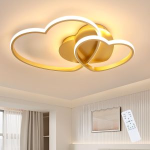 Subzonal-Plafonnier Led Dimmable 48w, Or Luminaire Plafonnier Con T&eacute;l&eacute;commande/App, Lampe Plafond Forme De C?ur Pour Chambre, Cuisine, Salle &Agrave; Manger, Balcon, 3000k-6500k - Neuf