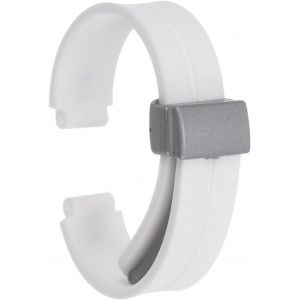 Kal-Bracelet De Montre En Silicone Magnétique 12mm À Dégagement Rapide, En Caoutchouc Souple Imperméable Avec Boucle Pliante En Métal Argenté Pour Hommes Et Femmes, Blanc - Neuf