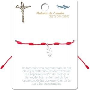 Eryi-Bracelet 7 N?uds Rouges Avec Croix En Acier Inoxydable - Amulettes De La Chance Et Protection - Bracelet Mauvais ?il Pour Les Couples Et L'amitié - Bijoux Réglables, Bracelet Femme Et Homme - Neuf