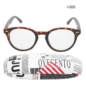 Lunettes de lecture unisexes anti-fatigue visuelle, haute definition, presbytes, avec etui (+300, imprime leopard, branches fauves) - Neuf