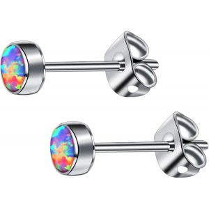 Kal-G23 Titane Opale Boucles D'oreilles Pour Femmes Filles Hypoallergénique Birthstone Boucles D'oreilles Sans Nickel Pour Oreilles Sensibles Bijoux De Mode - Neuf