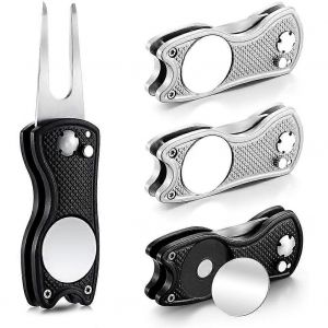 4 Pcs Golf Outil De Réparation En Acier Inoxydable Pliable Golf Divot Outil Golf Up Bouton Outil Balle De Golf Marqueur Style 1 - Neuf